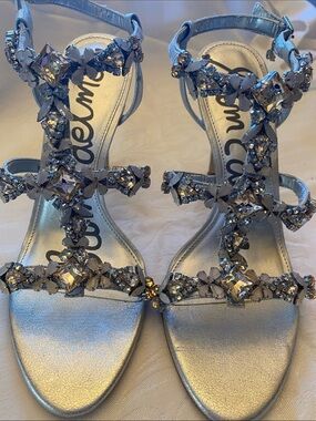 Sam Edelman Selena Silver Embellished Stiletto Sandals size 10M